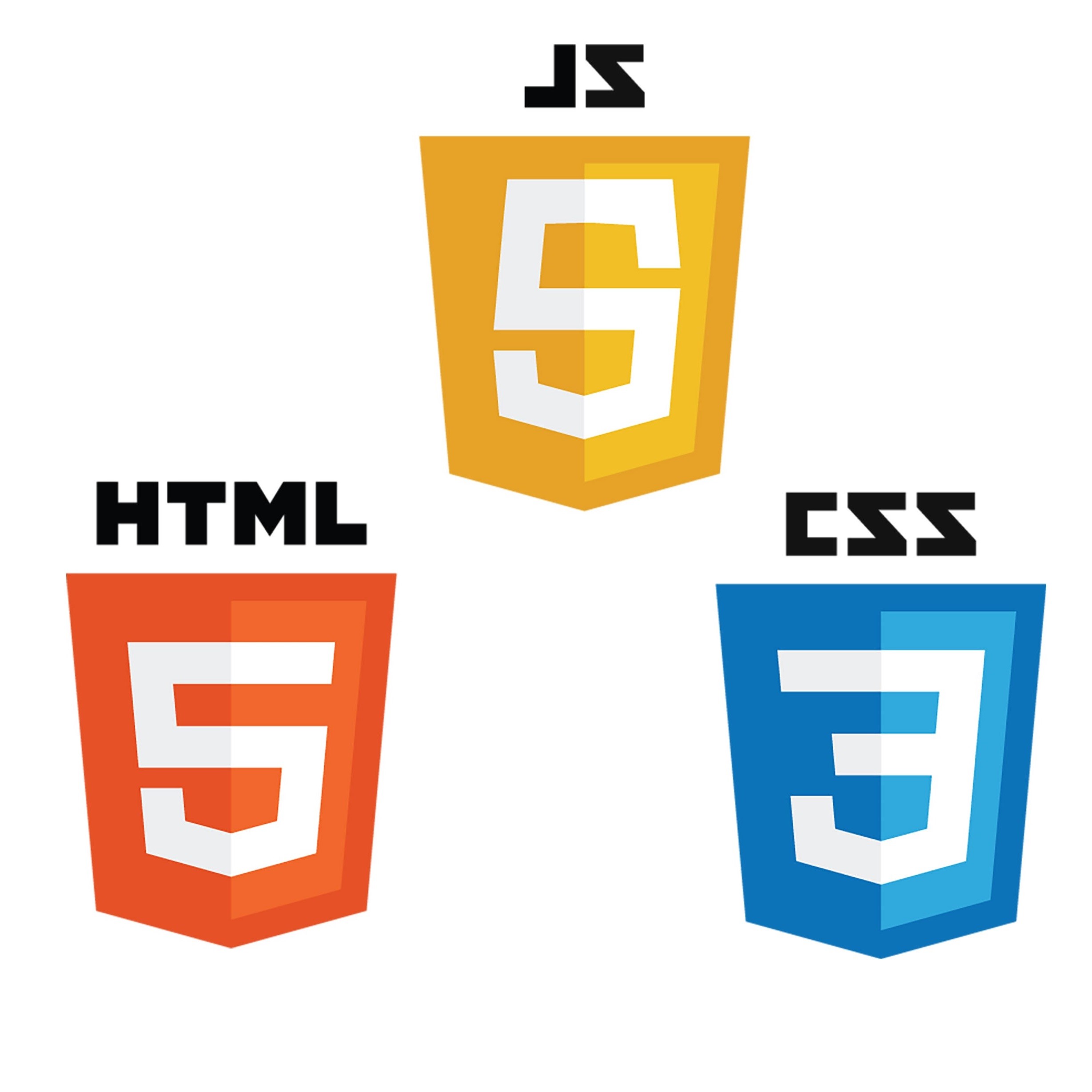 >HTML, CSS, JavaScript JS logos